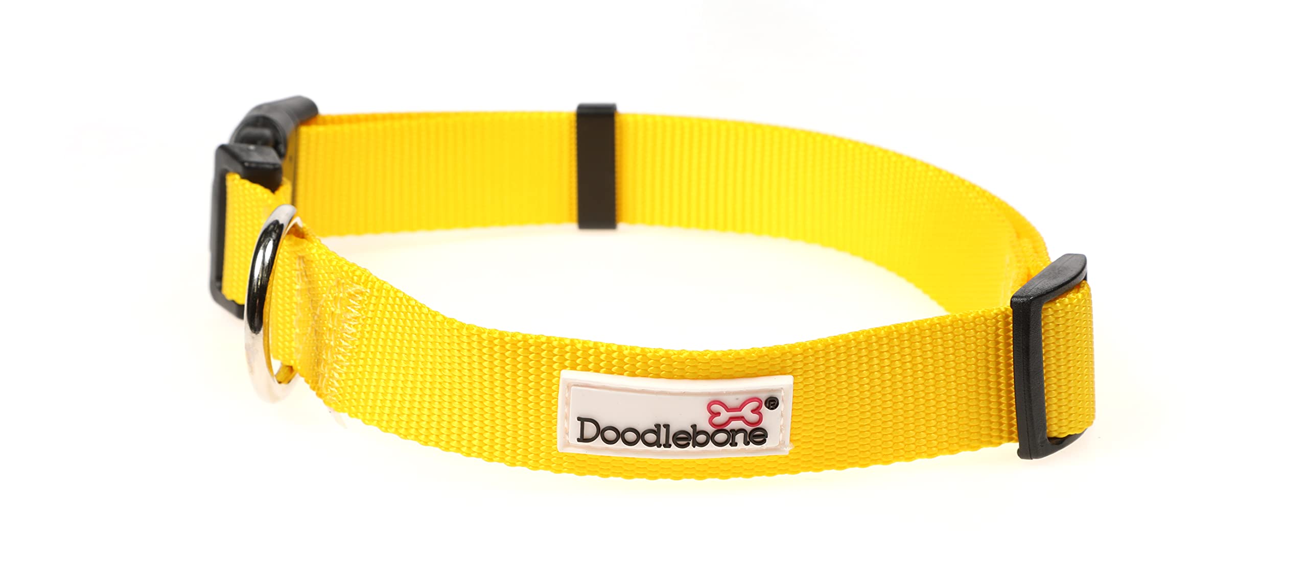 Doodlebone – Dog Collar – Adjustable Strong Collar with Secure D Ring, Strength Tested Components & Machine Washable Design for Everyday Walkies – Size 3-6, 30-50cm - Sunshine