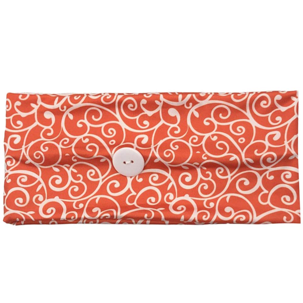 Jamron 1-5Sets Fashion Headbands with Button for Working Yoga Sports Workout-Ear Protection,Reversible,Non Slip,Stretchy Orange 1Set