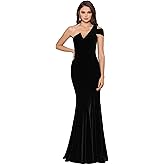 Betsy & Adam Womens Long Velvet Sleeveless One Cold Shoulder Stretch Sheath Gown