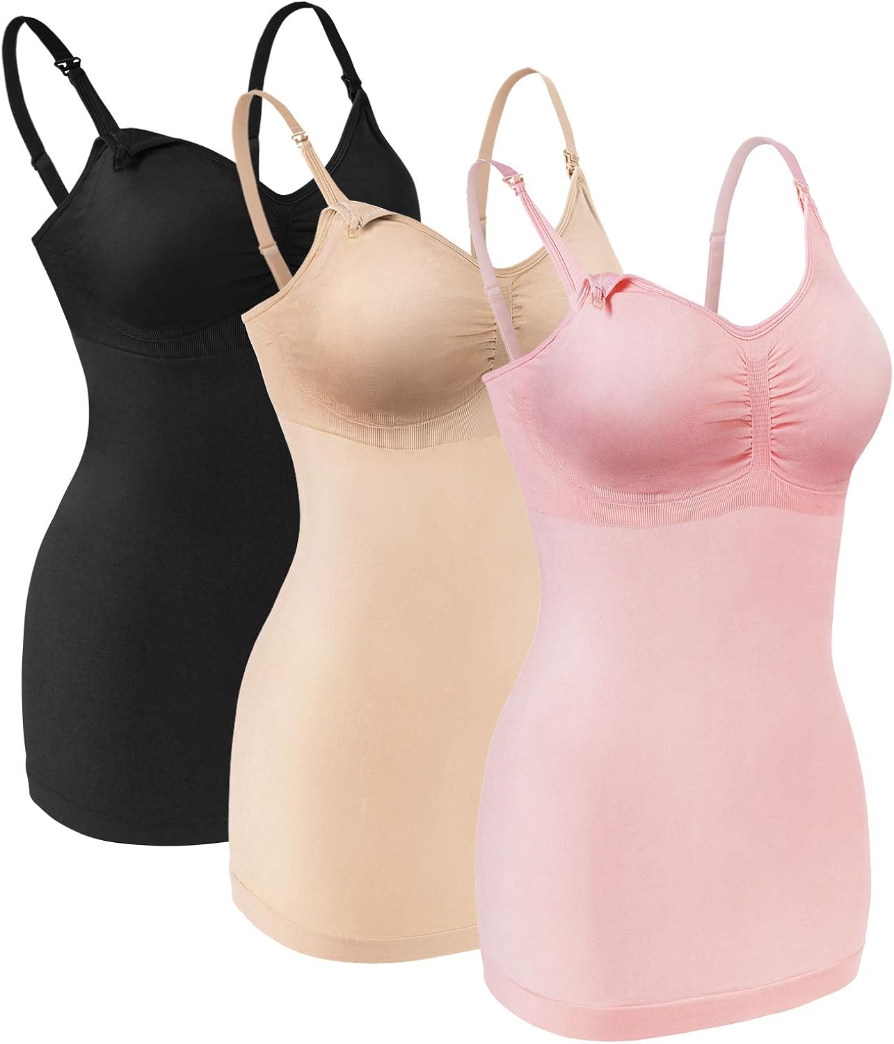 Angelhood Maternity Nursing Tank Tops for Breastfeeding, Womens Nursing Maternity Cami Built in Bra Sleep Bra Pack of 3 at  Women’s Clothing store