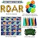 Dinosaur Dessert Table Party Supplies Set- Food Labels Place Cards Gold Roar Foil Balloons Arch Palm Leaves Tissue Paper Tassel Garland Kids Dino Dig T-Rex Party Ideas Decoration