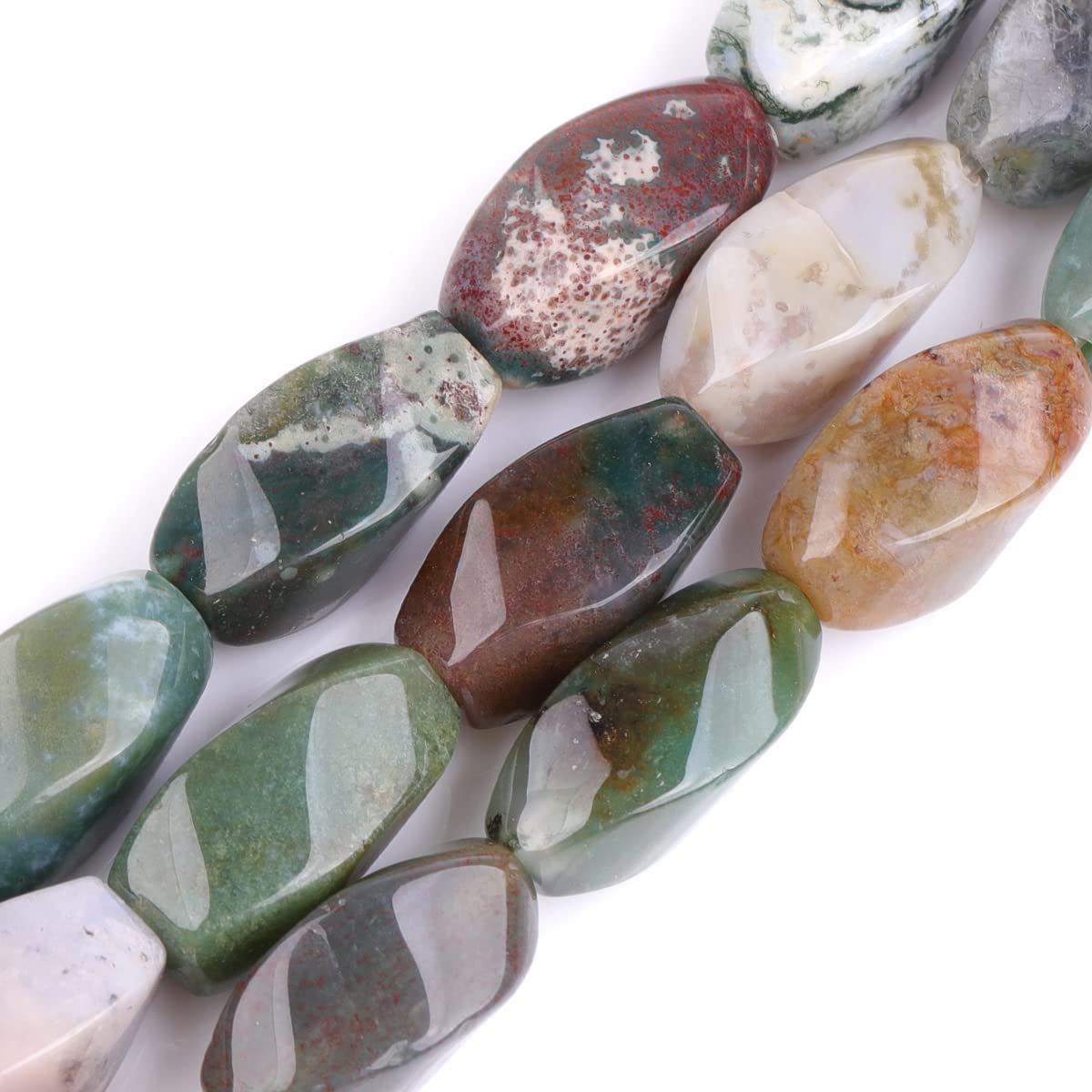 Sweet & Happy Girl's Store 8X16mm Twist Gemstone Indian Agate Beads Strand 15 Inch Jewellery Making Beads