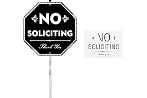 LOYINLO No Soliciting Sign for Yard, Aluminum No Soliciting Sign with Stake for House With Self Adhesive No Soliciting Design Door Sign,Heavy Duty Weather Resistance Sign