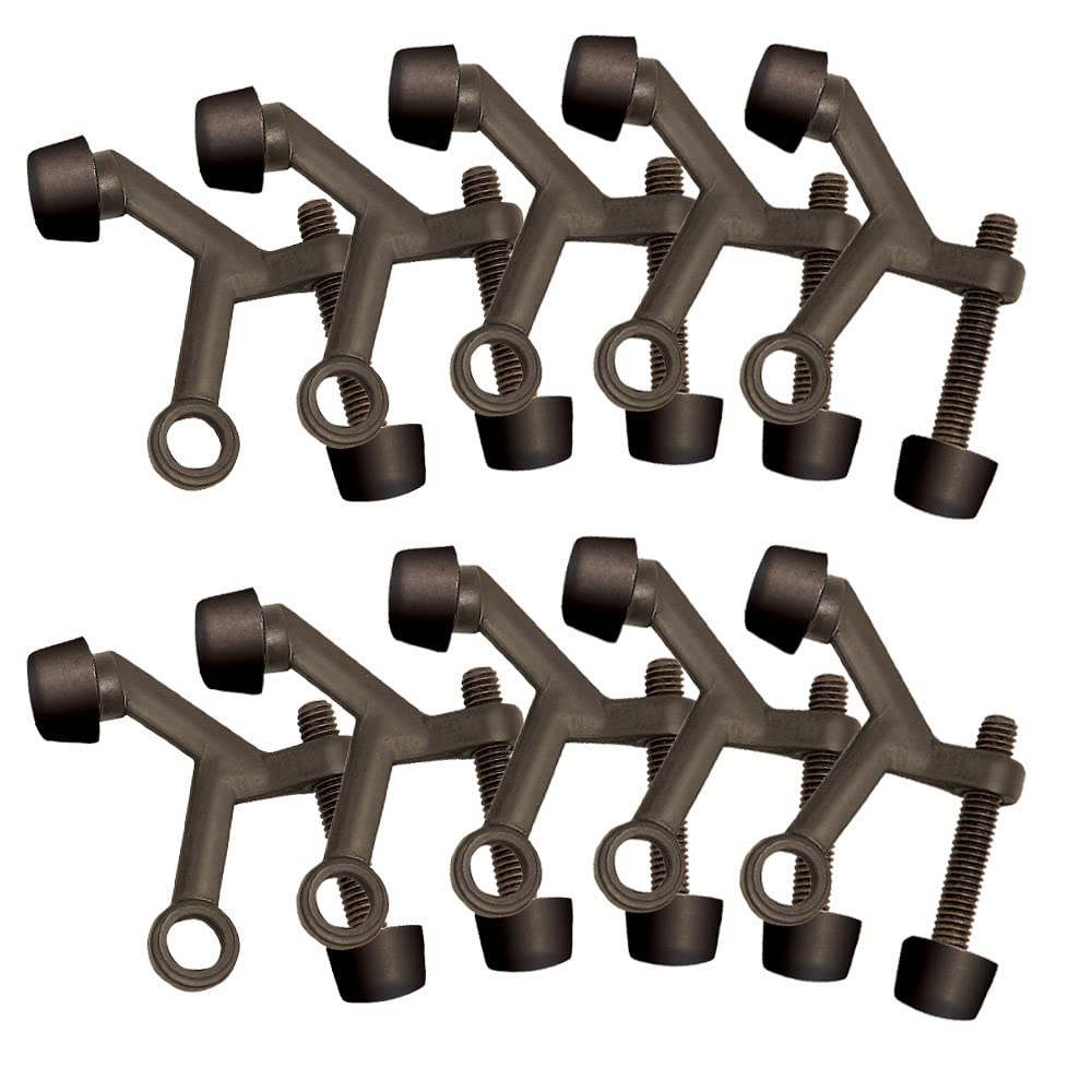 Design House 181800 Hinge Pin Stop Wall Protector with Rubber Tip Adjustable Door Stoppers, Oil Rubbed Bronze, 10 Pack