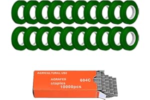 20 Rolls 1640 FT Green Plant Grafting Tape+10000Pcs Staples for Plant Tying Machine,Nursery Tree Tape Support for Climbing Pl