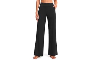 AFITNE Womens Wide Leg Yoga Pants with Pockets High Waist Stretch Dress Casual Pants Loose Lounge Sweatpants 28"/30"/32"