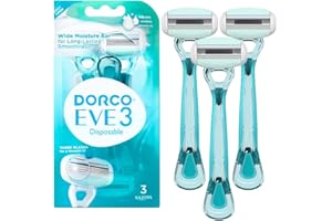 Dorco EVE 3 Women's Disposable Razors Smooth Touch | Wide moisture bar, 3 Blades for smooth shave | Multipurpose Hair Remover | 1 pack (3 count)