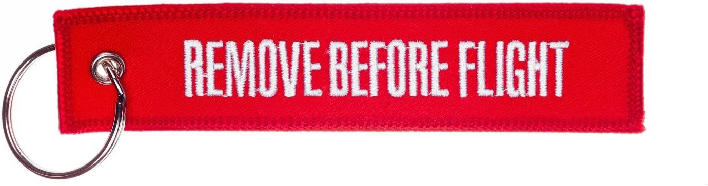 ' REMOVE BEFORE FLIGHT ' -- High Quality Luggage / keychain tag incl. chrome keyring