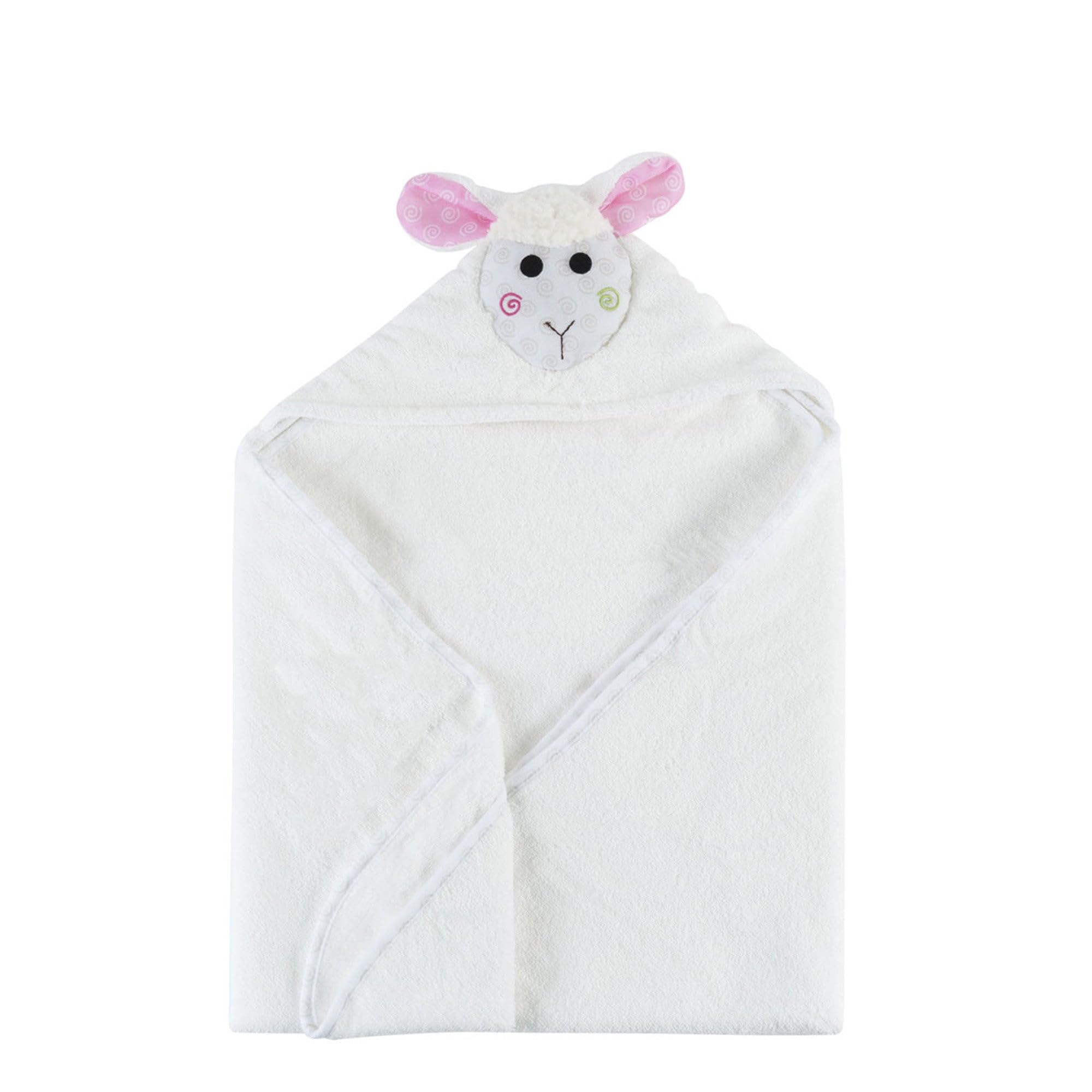 Zoocchini 100 Percent Cotton Baby Hooded Towel, Lola The Lamb