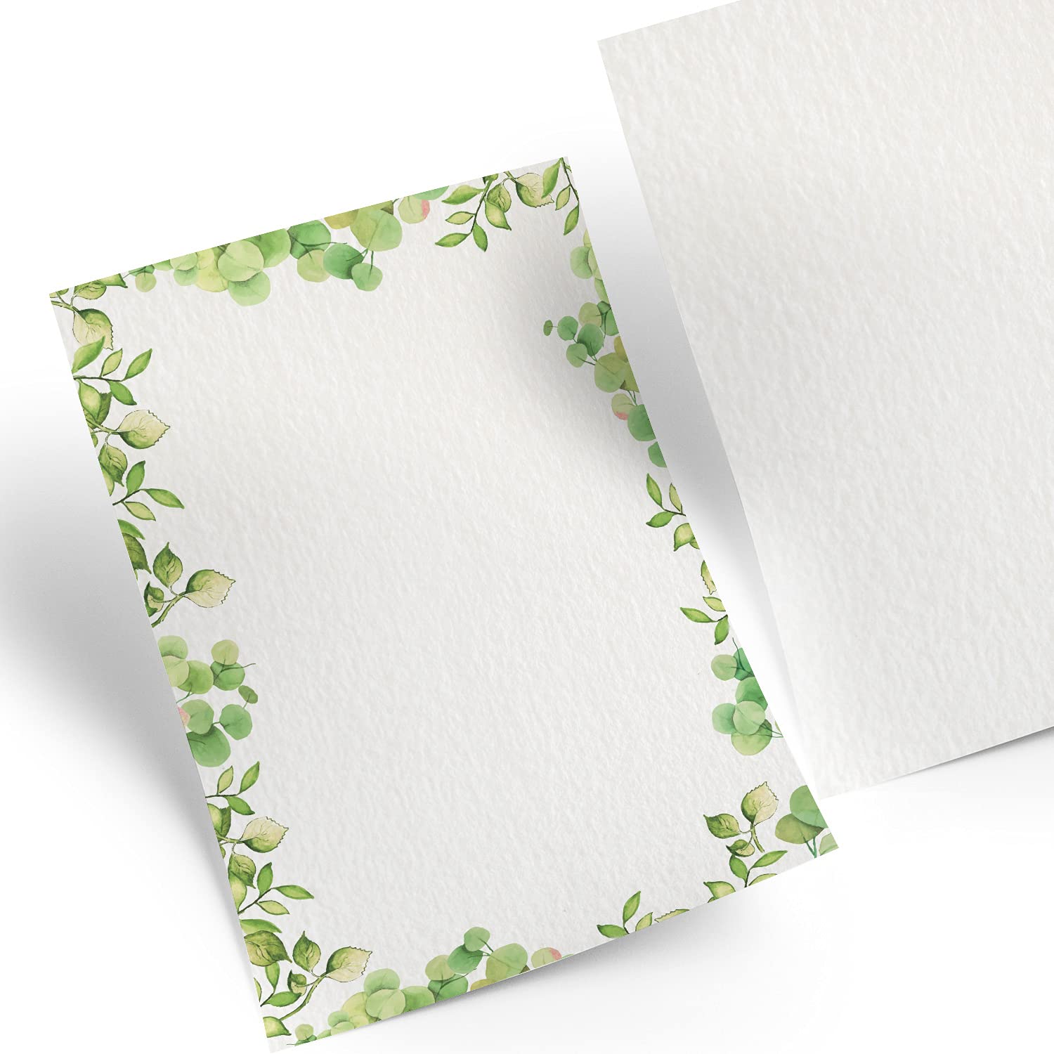 Logbuch-Verlag 50 Sheets of Letter Paper Sheets White Green Frame Printer Paper Craft Paper DIN A4 100 g Writing Paper Menu Card Food Card Plants Nature
