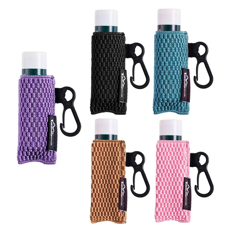 Lip Balm Holder Keychain Single 5pcs Clip on Chapstick Sleeves Holder Pouch Tight-Knit Elastic Lipstick Sleeve (/Purple/Jade/Brown/Black) — image 1