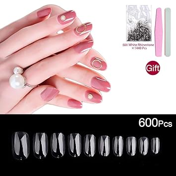Amazon Com 600pcs Artificial Nails Short Oval Full Cover False