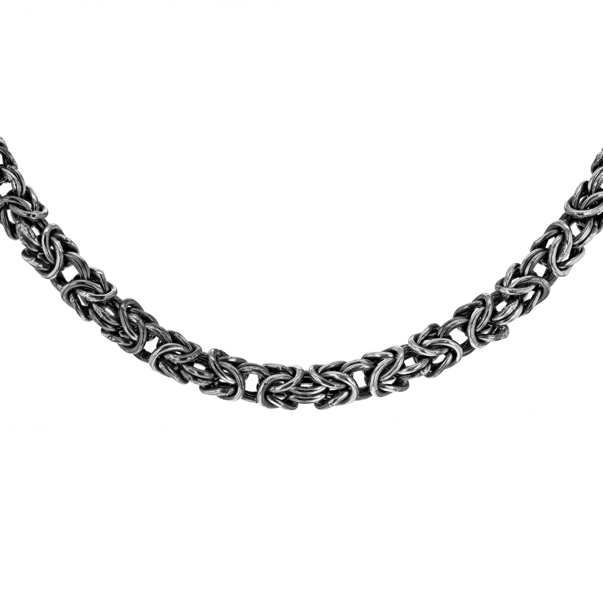 Tuscany Silver Men's Sterling Silver Rhodium Plated Oxidised Byzantine Chain - 56cm/22