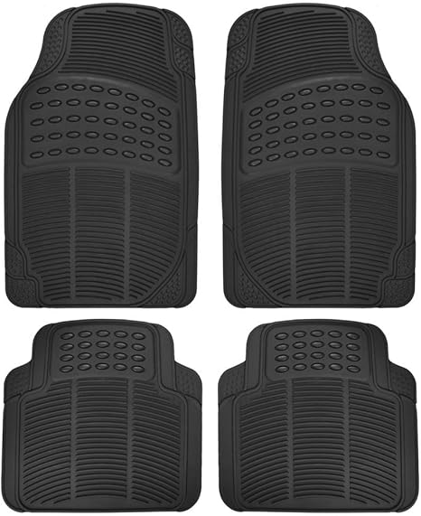 Bdk Mt654plus Black Heavy Duty 4pc Front Rear Rubber Floor Mats For Car Suv Van Truck All Weather Protection Universal Fit
