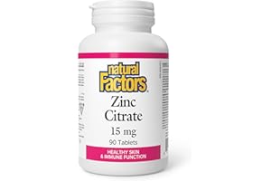 Natural Factors Zinc Citrate 15 mg, 90 Tablets, Healthy Skin & Immune Support, Zinc Supplements, Proudly Canadian