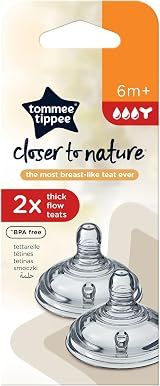 Tommee Tippee Closer to Nature Baby Bottle Teats Thick Flow 6m+ view 3