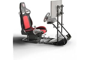 Runboll Racing Simulator Cockpit with Monitor Mount Fits for Logitech G923/G29/G920, Fanatec, Thrustmaster, and PXN, Adjustable Driving Simulators Without Handbrake, Pedals, Shift and Monitor