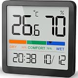 NOKLEAD Room Thermometer Hygrometer Digital Indoor Thermometer with Clock view 1