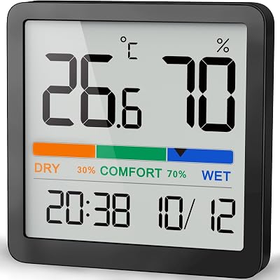 NOKLEAD Room Thermometer Hygrometer Digital Indoor Thermometer with Clock