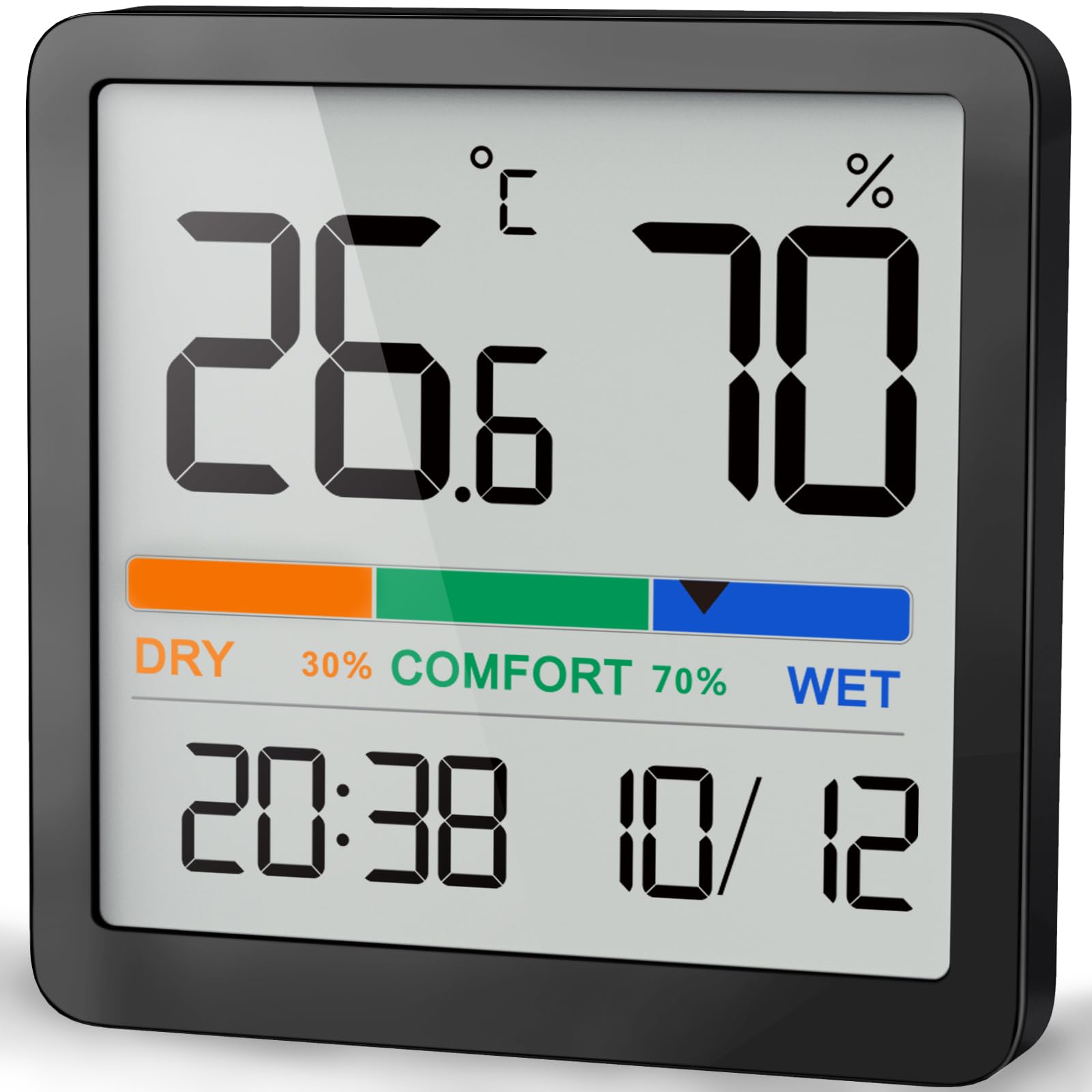 NOKLEAD Room Thermometer Hygrometer Small Digital Temperature Humidity Meter Indoor Thermometers Sensor Air Monitor with Clock Comfort Display Calibration