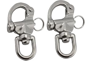 2Pcs316 Stainless Steel Swivel Snap Shackle ，Marine Quick Release Boat Anchor Chain Eye Shackle Swivel Snap Hook for Architec