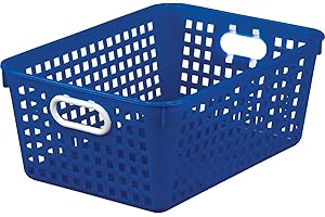 Really Good Stuff Large Plastic Book Baskets, 13¼" by 10" by 5½" - Single, Blue Classroom Library Organizer, Toy Storage, Multi-Purpose Organizer Basket