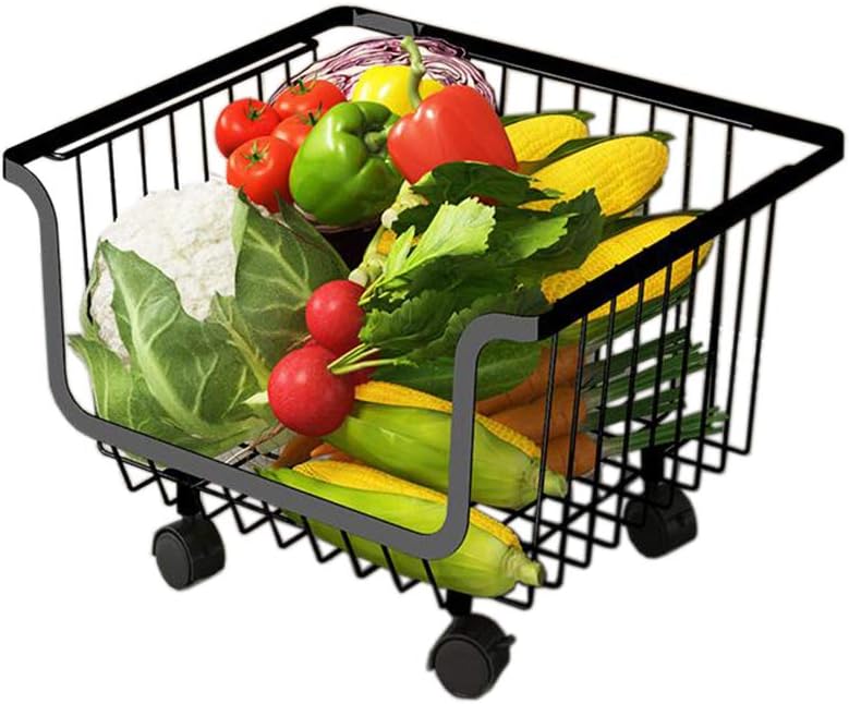 Cesta de Almacenamiento apilable para Frutas y Verduras con Ruedas de