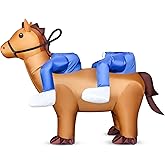 DEDC Brown Couple Inflatable Horse Costume for Adult, Funny Cowboy Blow Up Costume, 2 person Horse Rider Costumes for Men Women Friend Halloween, Cosplay, Western, Country,Hores Themed Party