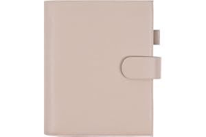 Moterm Leather Cover for Half Letter/Junior Discbound Planner, with Back Pocket (Pebbled-Taupe)