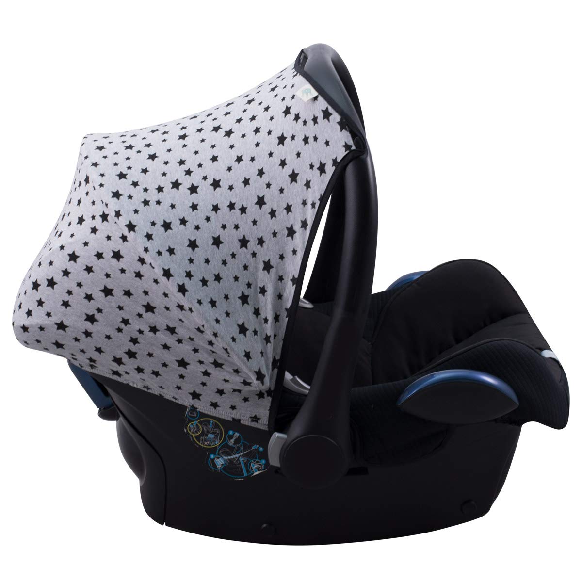 JYOKO Kids Canopy Hood Compatible with Maxi COSI Cabriofix Black Star