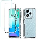 Yodueiv for Redmi 13 4G, Redmi 13 5G Case with Tempered Glass Screen Protector, Crystal Clear Full Body 3 Layer Heavy Duty Protective Phone Cover for Xiaomi Redmi 13 Clear
