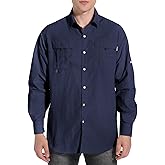 NOMINATE Mens Long Sleeve Fishing Shirts UPF 50+ UV Protection Sun Shirts Quick Drying Hiking Lightweight