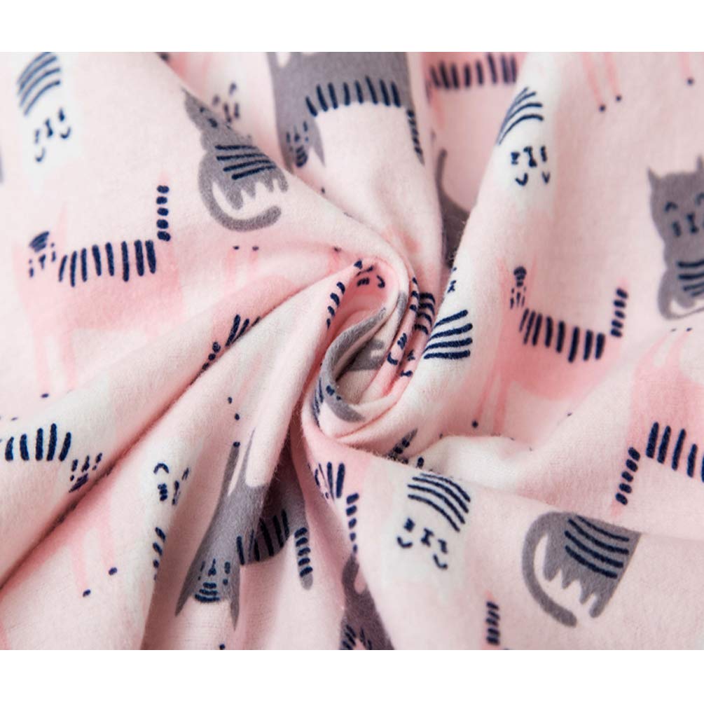 ENJOYNIGHT Women\'s Sleepwear Long Sleeves Print Pajama Set with Pants by (Large, Pink Cat)