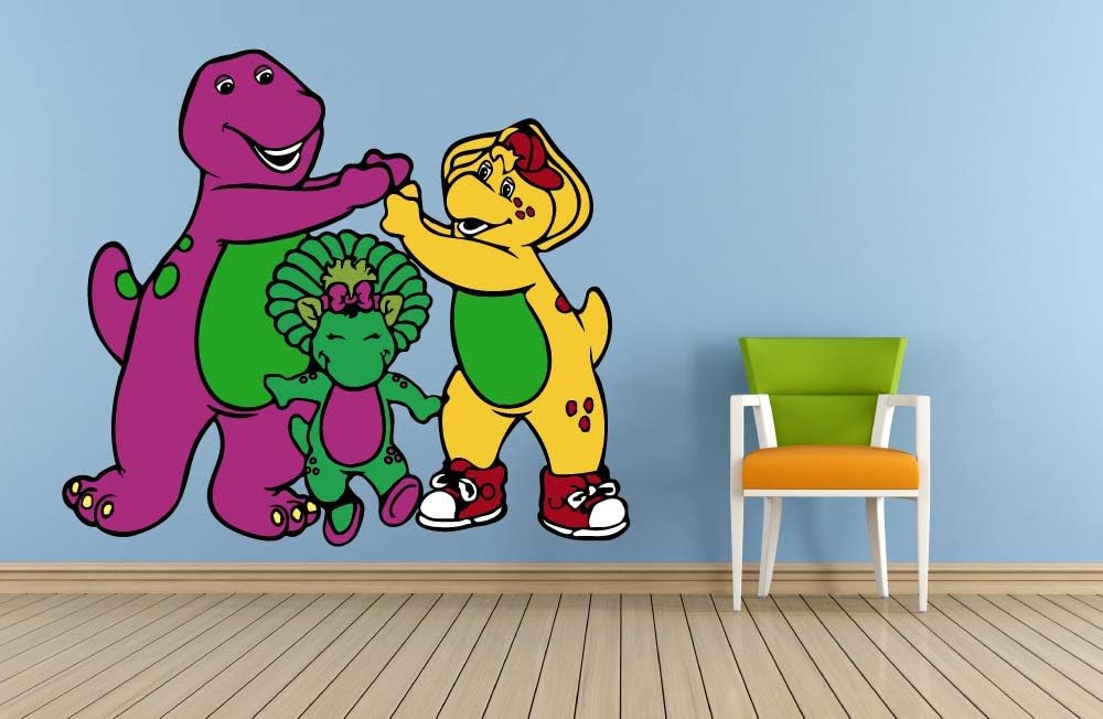 Barney Dinosaur Friends Baby Bop BJ Dino Decors Wall Sticker Art Design Decal for Girls Boys Kids Room Bedroom Nursery Kindergarten House Fun Home Decor Stickers Wall Art Vinyl Decoration (20x40 inch)