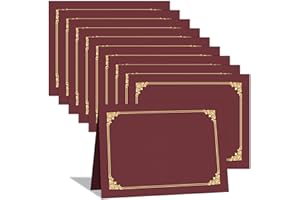 HAUTOCO 10 Packs Certificate Holders, Burgundy Diploma Holders, Document Award Covers Certificate Folders with Gold Foil Border for 8.5x11 Letter Size
