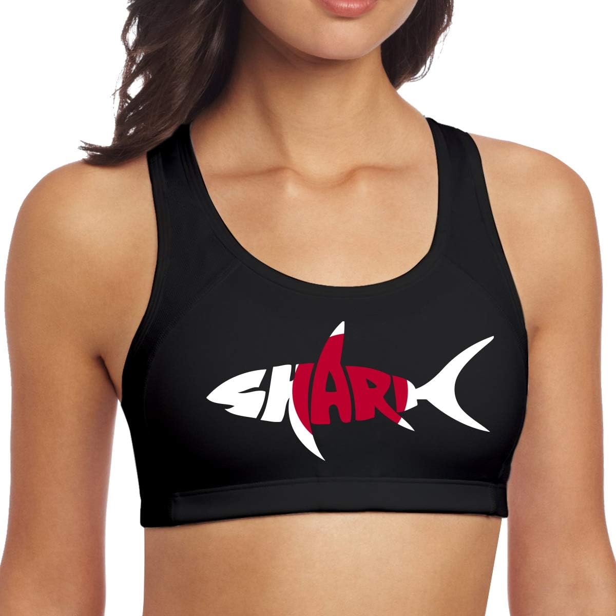 Japan Flag Shark Letter Yoga Tank Top, Sport Women Vest T Shirt for Running Athletic