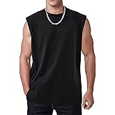 SnowElve Mens Workout Tank Tops Sleeveless Tee Shirts Men Muscle Shirt Gym Acid Wash T Shirts Running Beach Loose Fit Tee