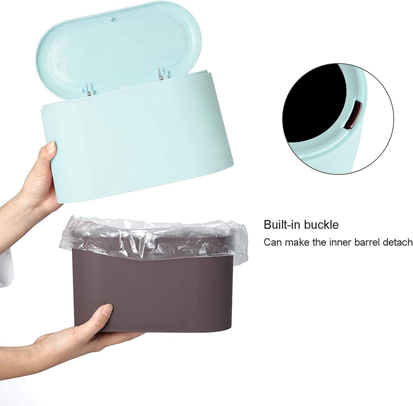 JEEZAO Office Desktop Paper Bin,Desk Trash Can with Lid, Mini Kids Table Waste Bin for Bedroom Bathroom,Storage Box for Pet Food - Image 5