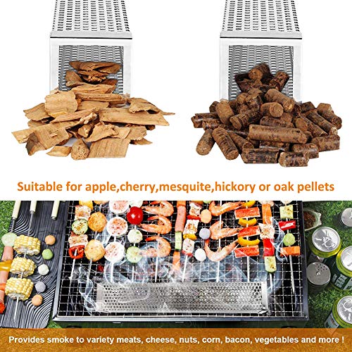 DIMESHY Pellet Smoker Tube - 12" 304 Stainless Steel for Cold or Hot Smoking Wood Pellet Tube Smoker, Work with All Grills or Smokers, Bonus Storage Bag Include, Square