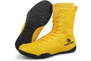 THESTRON Men's Professional Boxing Wrestling Shoes Breathable Fighting Training Boots Male Combat Shoes Man High Top Fitness Sports Sneakers