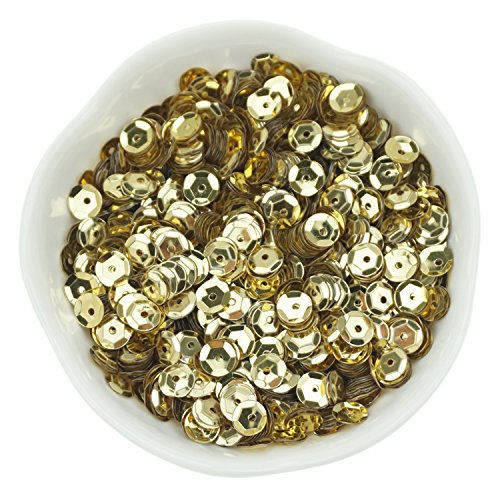 Bilipala Bulk Gold Sequins, Iridescent Spangles For DIY Crafts, Embroidery, 6mm, About 3000 Pieces