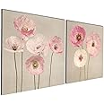 Gardenia Art - Pink Flowers Modern Canvas Wall Art 12x12 inch,2 Pcs, Stretched and Framed