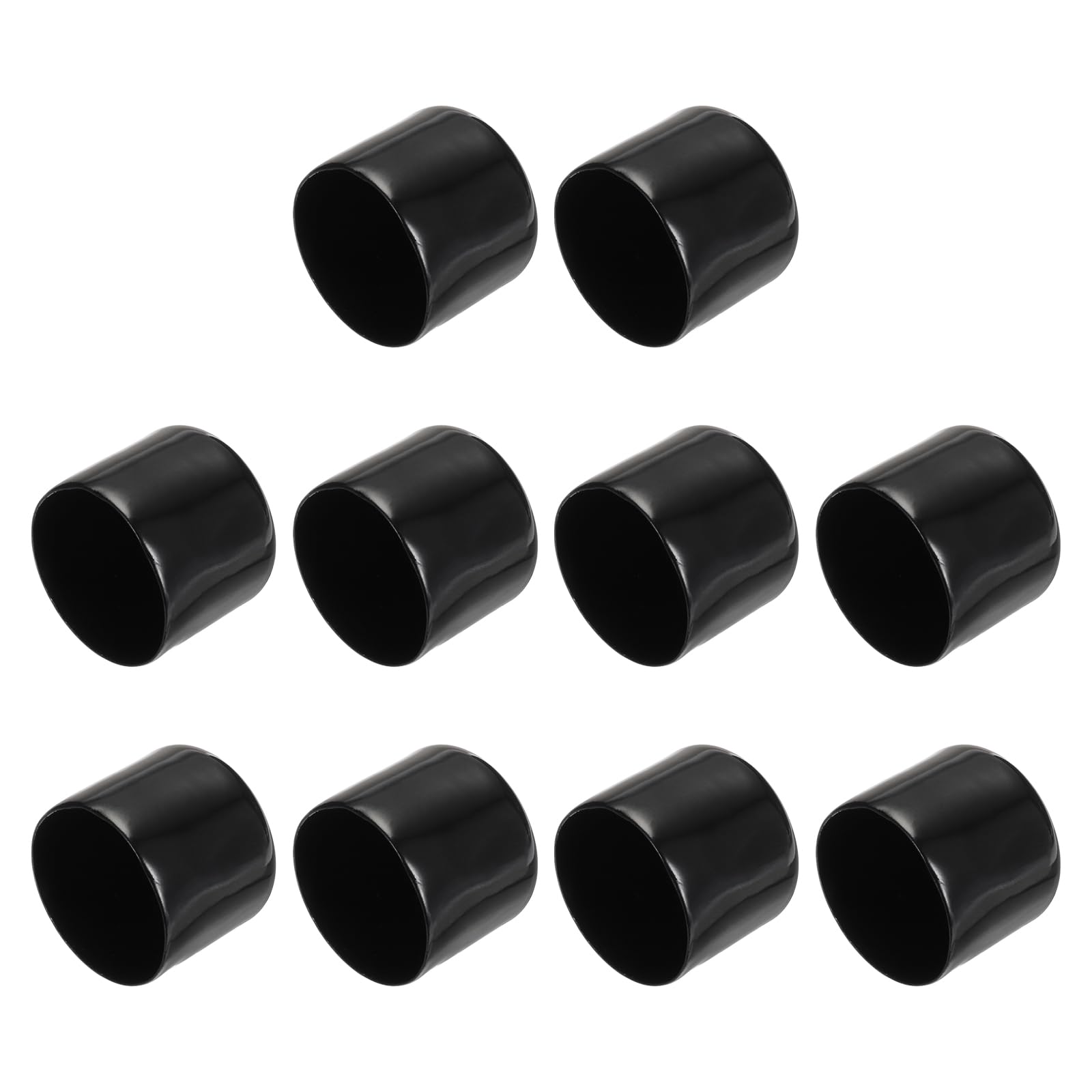 PATIKIL 34MM Vinyl Rubber End Caps, 10 Pack Flexible Bolt Screw Covers Caps Round Thread Protector Caps for Metal Tubing Rod Bolts, Black