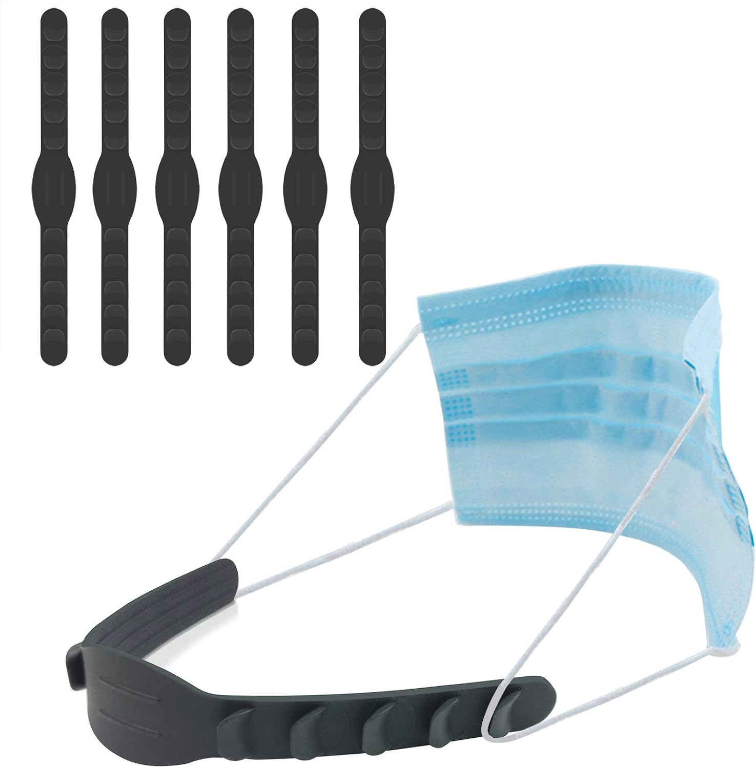 Amazon Com Dobor 6 Pack Ear Savers For Masks Mask Extenders Ear Savers Mask Holder Clip Mask Straps For Back Of Head Face Mask Ear Savers Face Mask Extender Strap Mask Ear Protector Black Clothing