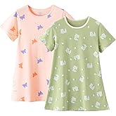 BANGSAUR Girls' Dress, Cotton Soft Sleepshirts,3-10 Years