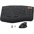 MEETION 2025 Upgrade Ergonomic Keyboard and Mouse, Multi-Device Bluetooth Keyboard and Mouse, 3 DPI Adjustable Full-Sized Wireless Keyboard and Mouse, for PC/Computer/Laptop/Window, Black
