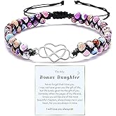 To My Granddaughter/Daughter/Mom Infinity Forever Love Heart Bracelet,Adjustable Natural Emperor Jasper Stone Beaded Wrap Bracelet Duoble Layer for Mind Peace,Bracelet for Women