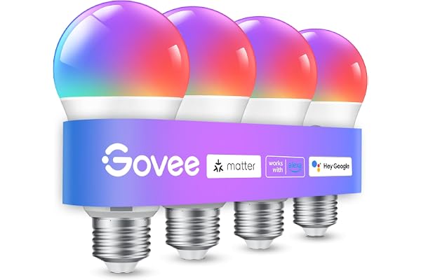 Govee Smart Light Bulbs, Color Changing Light Bulb, Work with Matter, Alexa and Google Assistant, 16 Million Colors RGBWW, Wi