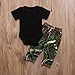 ITFABS 2pcs Baby Boy Girl Pants Sets Black Short Sleeve Romper + Camouflage Pants Outfits Clothes (70(0-6months), Green)