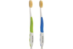 MOUTHWATCHERS Soft Flossing Manual Toothbrush for Adults, 2 Pack, Ultra Clean, Good for Sensitive Teeth and Gums, by Dr. Plotka's, Colors May Vary